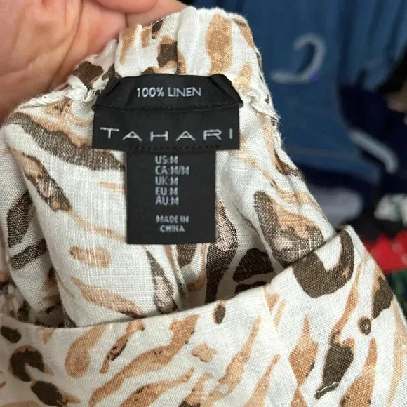 Tahari 100% linen wide leg pants sz M NWoT #001 - Picture 2 of 2